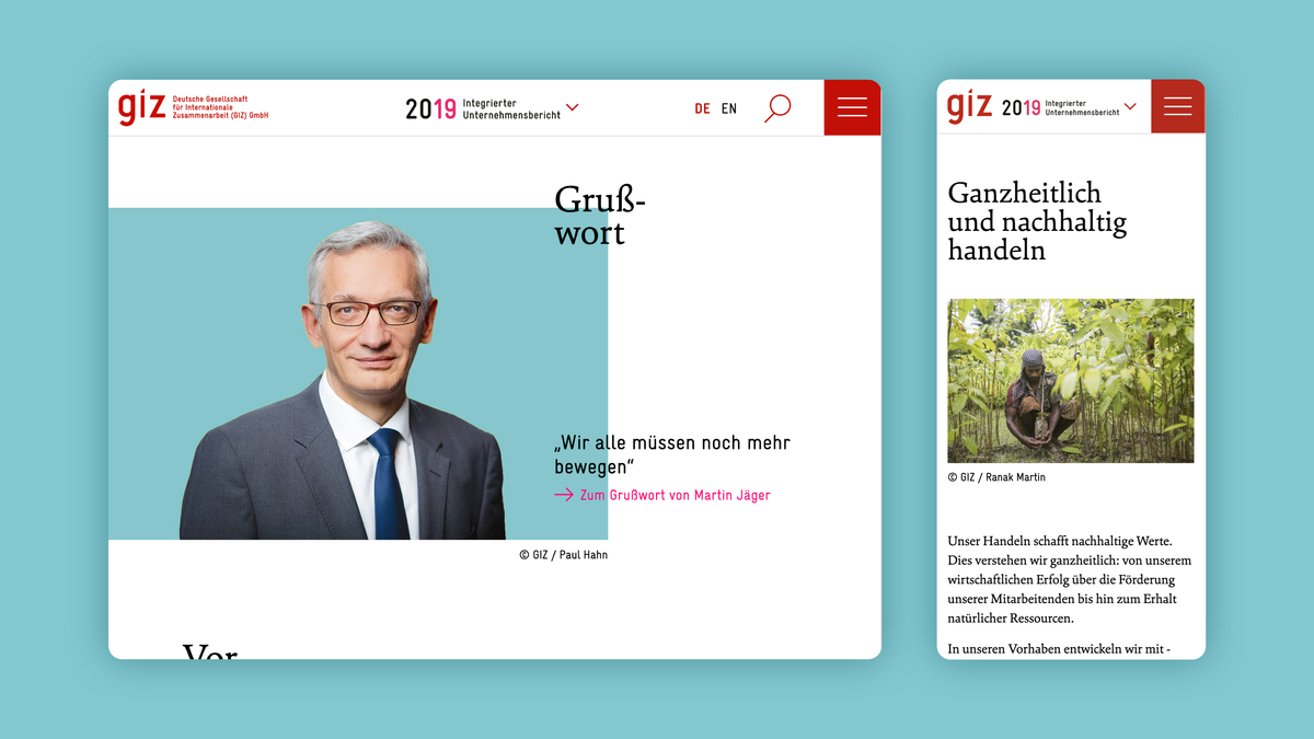 Photo: GIZ: View of the online report Mobile and Tablet