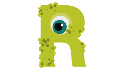 Illustration: Deutsche Telekom: Green letter R with eye