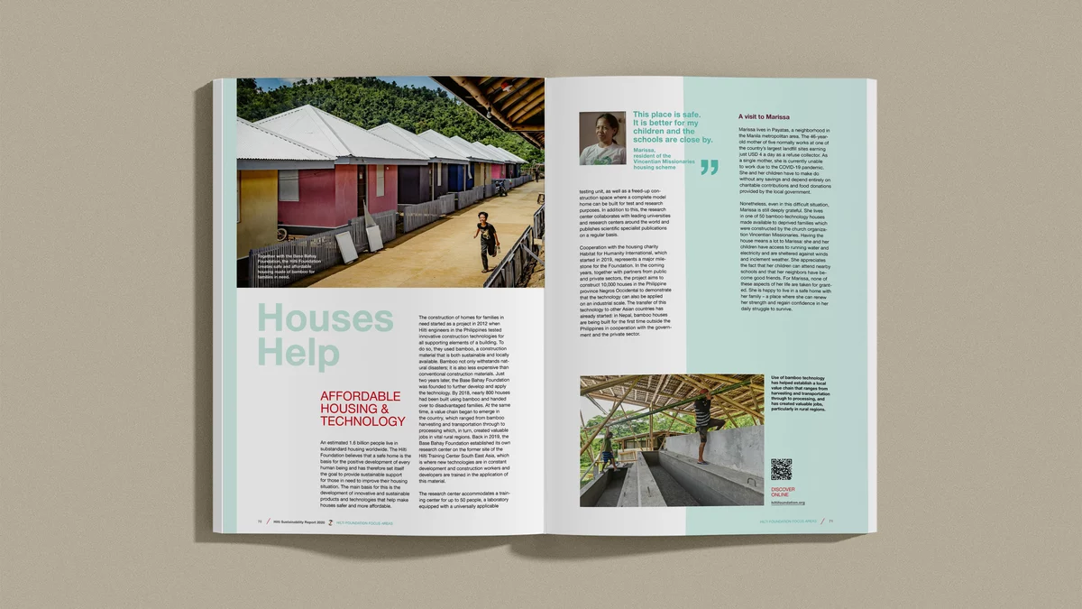 Foto: Hilti Nachhaltigkeitsbericht 2020: Innenseite Stiftung