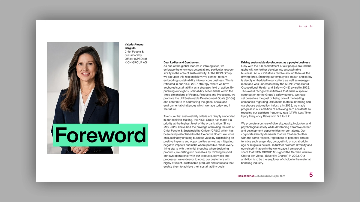 Foto: KC Case KION Group AG Sustainability Insights 2023 Seite 04