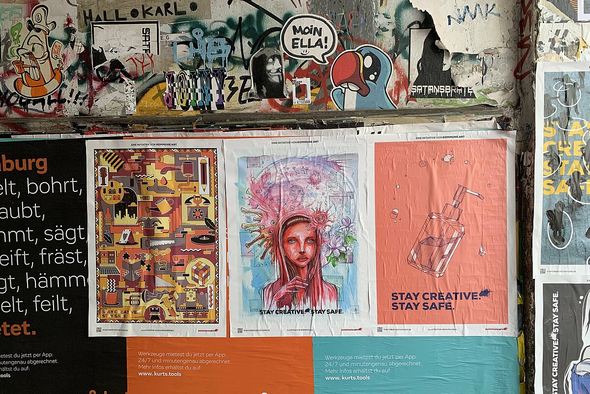Foto: Kirchhoff: Kreativ beklebte Wand in Hamburg Ottensen