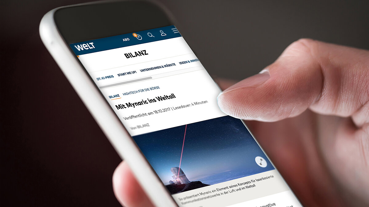 Foto: Mynaric: Zeitungsartikel mobil über Mynaric