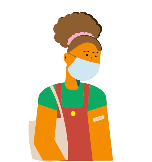 Photo: Tafel Deutschland: Illustration of a woman with a medical mask