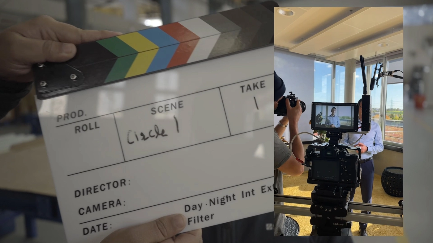 Foto: Kirchhoff: Filmklappe vor einem Drehset