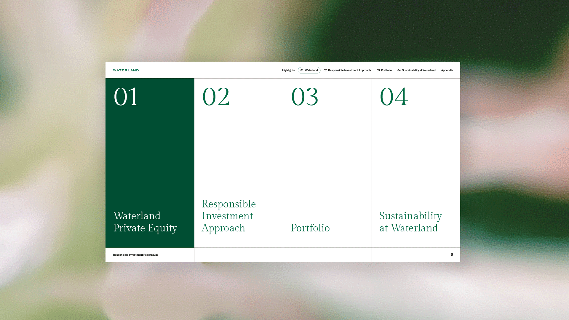 Waterland Report Mockup